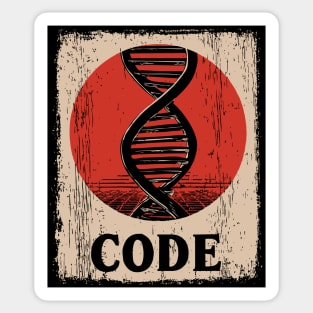 Code DNA - Vintage Japanese-Style Science Art Sticker